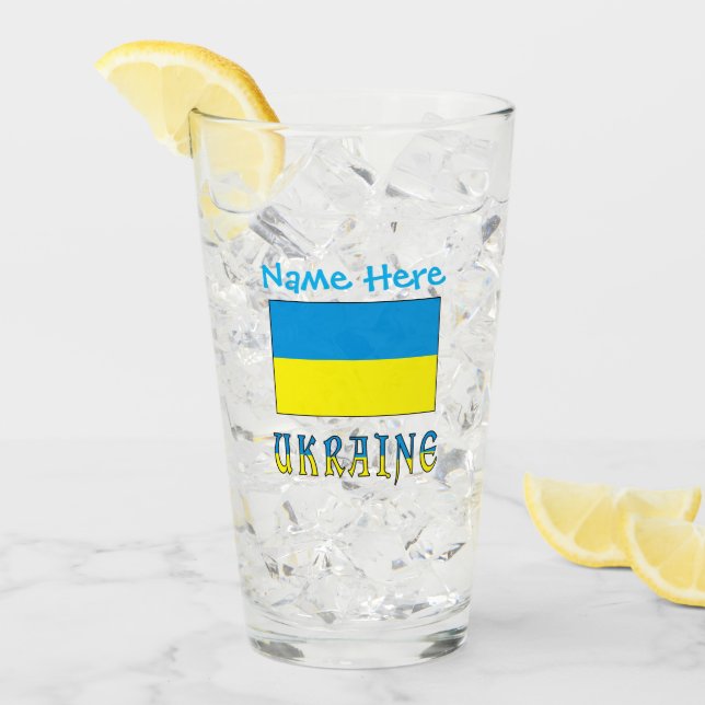 Ukraina Ukrainsk Flagga Blå Personalisering  Glaskopp (Framsida Ice)