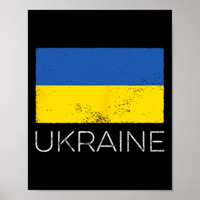 Ukraina Ukrainsk Flagga Vintage Ukraina Mini Flagg Poster (Framsidan)