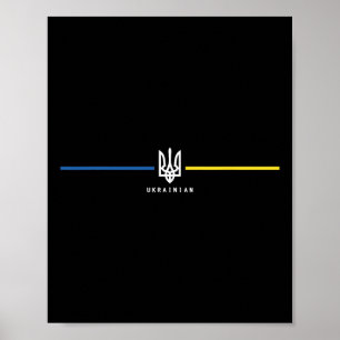 Ukraina Ukrainsk Flagga Zelensky Tryzub Militär Em Poster