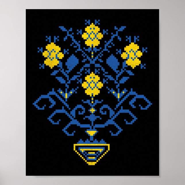 Ukraina Ukrainsk Kiev Trysub Flagga 11  Poster (Framsidan)