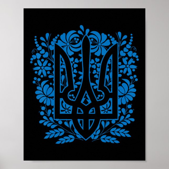 Ukraina Ukrainsk Kiev Trysub Flagga 14  Poster (Framsidan)