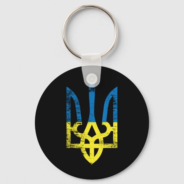 Ukraina Ukrainsk Kiev Trysub Flagga 15  Nyckelring (Framsida)