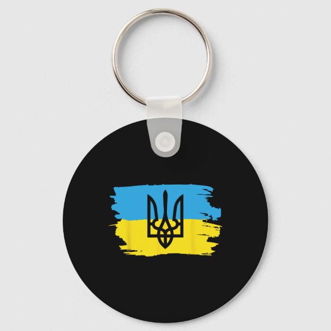 Ukraina Ukrainsk Kiev Trysub Flagga 17  Nyckelring (Framsida)
