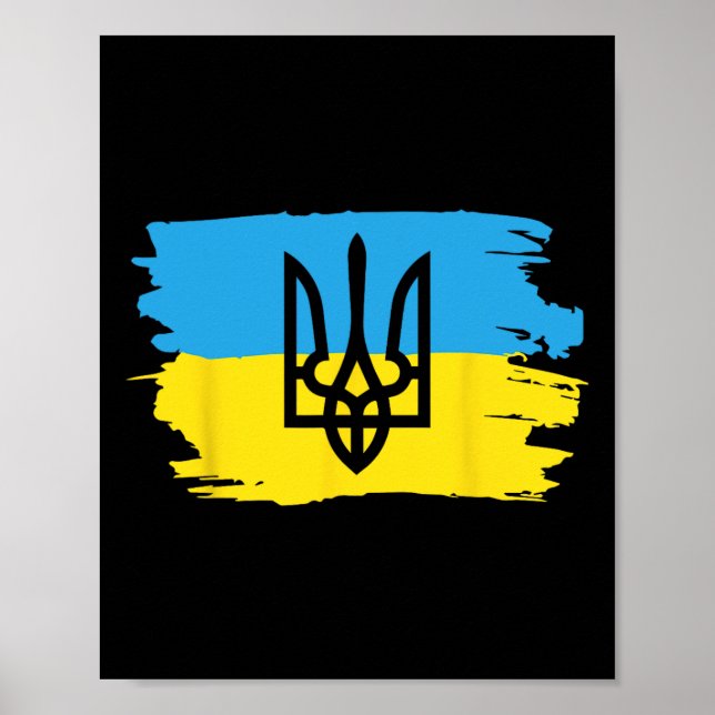 Ukraina Ukrainsk Kiev Trysub Flagga 17  Poster (Framsidan)