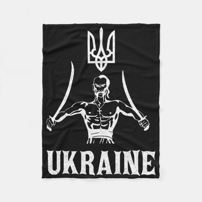 Ukraina Ukrainsk Kiev Trysub Flagga 8  Fleecefilt (Framsidan)