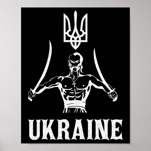 Ukraina Ukrainsk Kiev Trysub Flagga 8  Poster (Framsidan)
