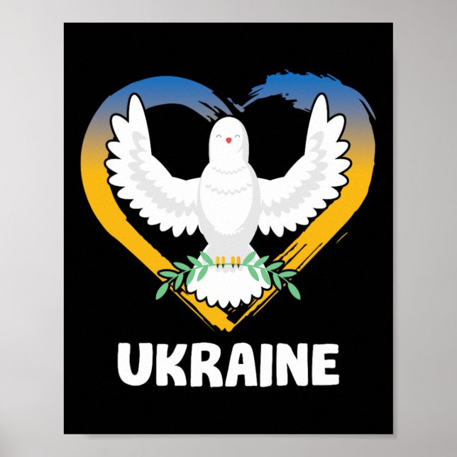 Ukraina Ukrainska Kosacker Kiev Hemland Hjärta Duv Poster (Framsidan)