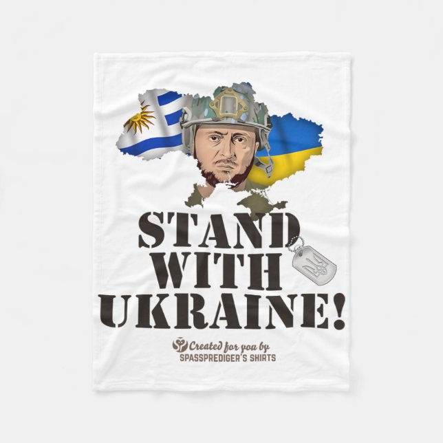 Ukraina Uruguay Flaggor Zelenskyy Stå Med Ukraina Fleecefilt (Framsidan)