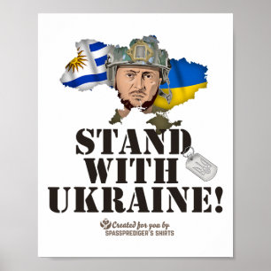 Ukraina Uruguay Flaggor Zelenskyy Stå Med Ukraina Poster