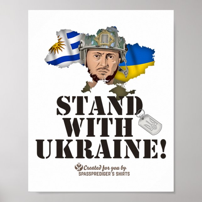 Ukraina Uruguay Flaggor Zelenskyy Stå Med Ukraina Poster (Framsidan)