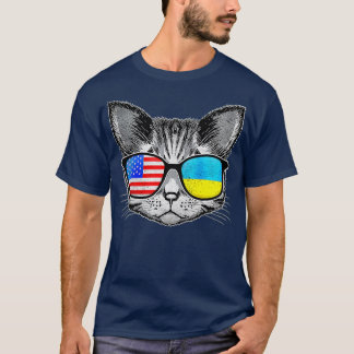 Ukraina US Flagga Roots Cat Ukrainska amerikanska T Shirt