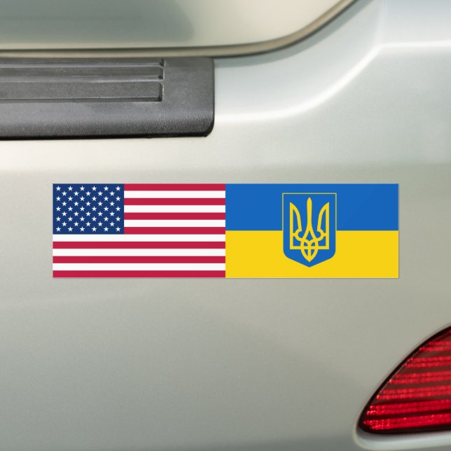 Ukraina USA amerikansk amerikansk Flagga Trident U Bildekal (På Bil)