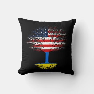 Ukraina USA Amerikanska Flagga Ukraina Roots US Ci Kudde