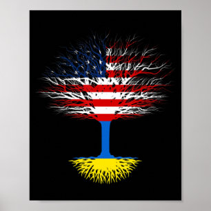 Ukraina USA Amerikanska Flagga Ukraina Roots US Ci Poster