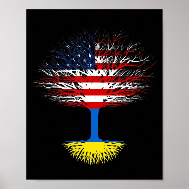 Ukraina USA Amerikanska Flagga Ukraina Roots US Ci Poster (Framsidan)