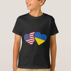 Ukraina Usa Flagga T Shirt Hjärta Ukrainska Amerik