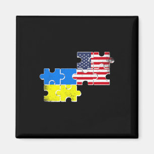 Ukraina USA-flaggor Vintage Ukrainska Amerikanska  Magnet