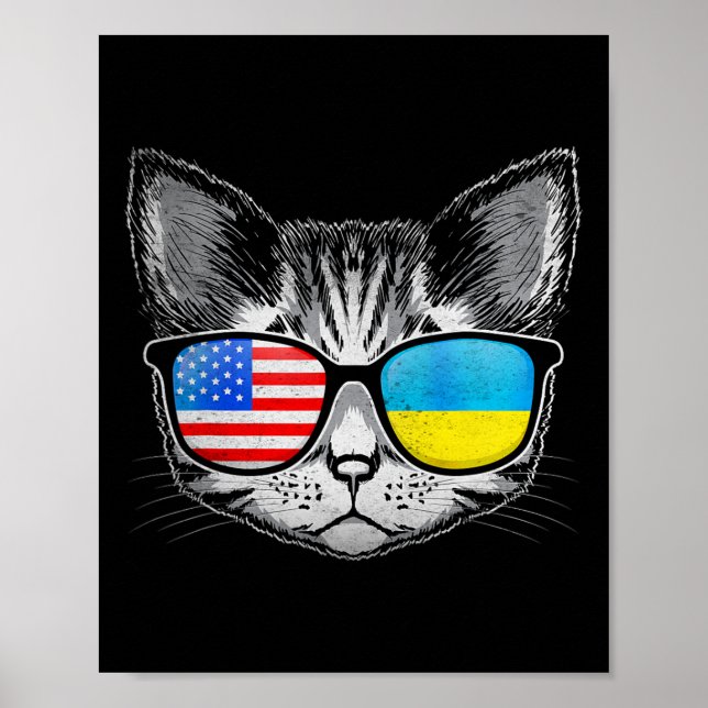 Ukraina USA:s Flagga Roots Cat Ukrainska amerikans Poster (Framsidan)