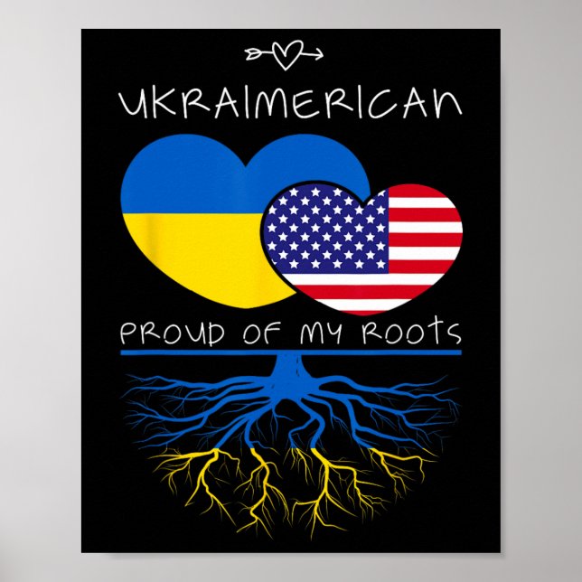 Ukraina Usa Stolt Över Båda Länderna Ukraimerican  Poster (Framsidan)