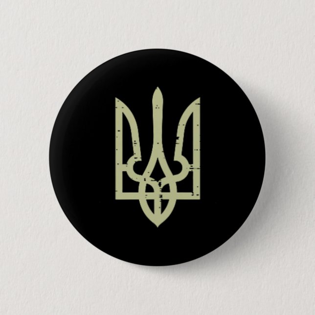 Ukraina vapen Trident Ukrainskt symbol Tryzub män  Knapp (Framsida)