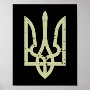 Ukraina vapen Trident Ukrainskt symbol Tryzub män Poster