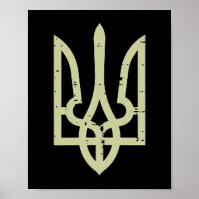 Ukraina vapen Trident Ukrainskt symbol Tryzub män  Poster (Framsidan)