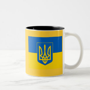 UKRAINA vapensköld och flagga Två-Tonad Mugg