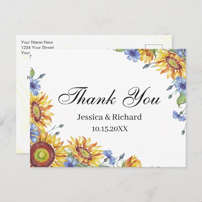 Ukraina Vattenfärg Tack Vykort (Fram/baksida)