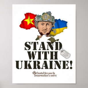 Ukraina Vietnam Flaggor Selenskyj Stå Med Ukraina Poster