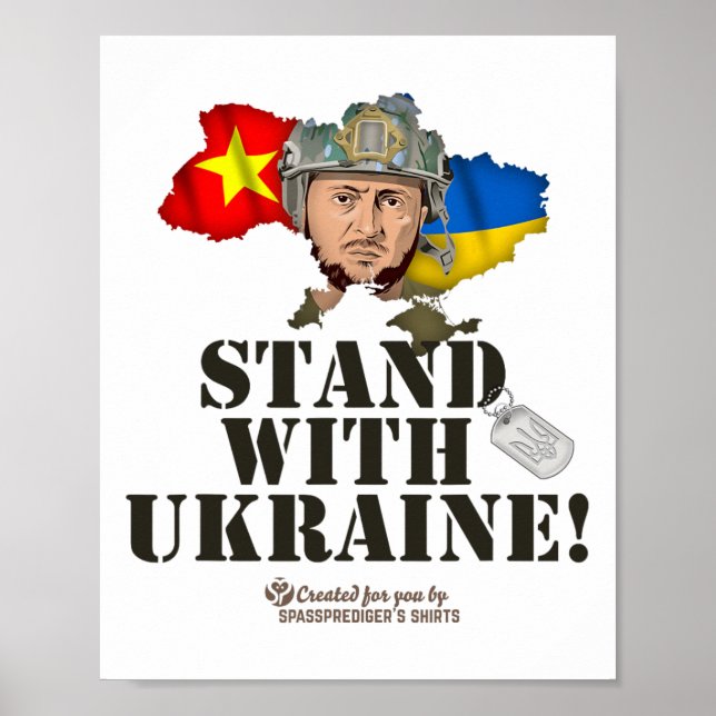 Ukraina Vietnam Flaggor Selenskyj Stå Med Ukraina Poster (Framsidan)