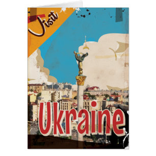 Ukraina Vintage Resemalmanacka Hälsningskort