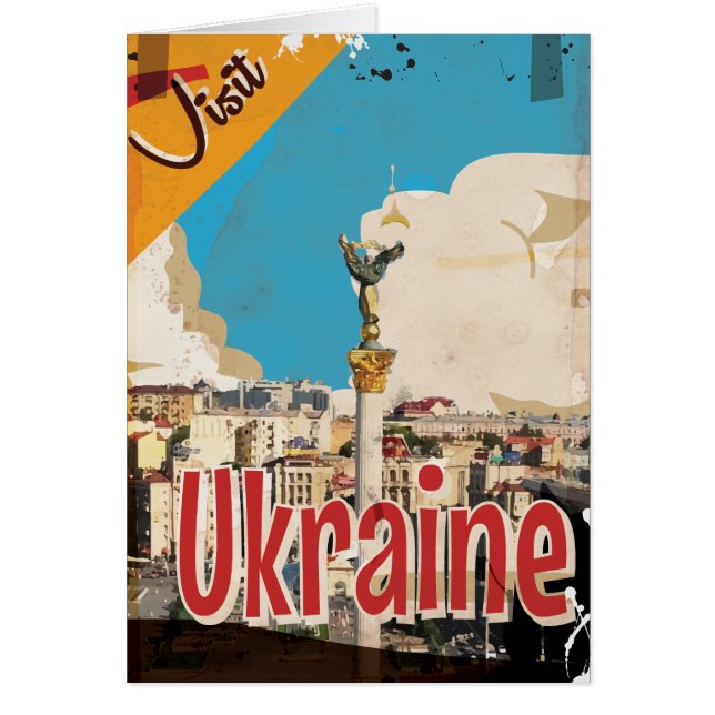 Ukraina Vintage Resemalmanacka Hälsningskort (Framsidan)
