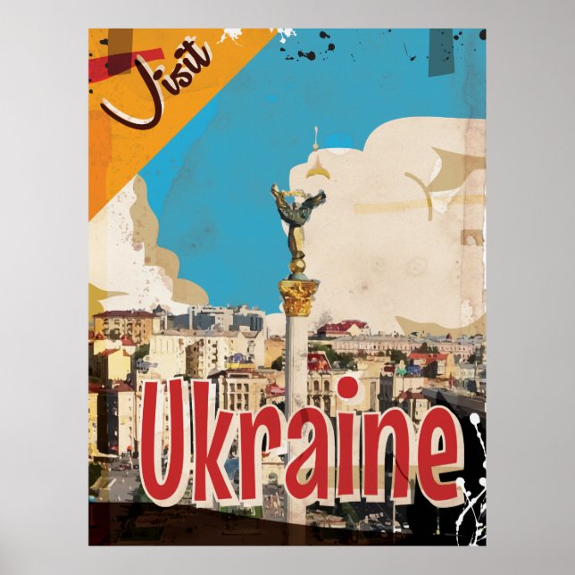 Ukraina Vintage Resemalmanposter Poster (Framsidan)