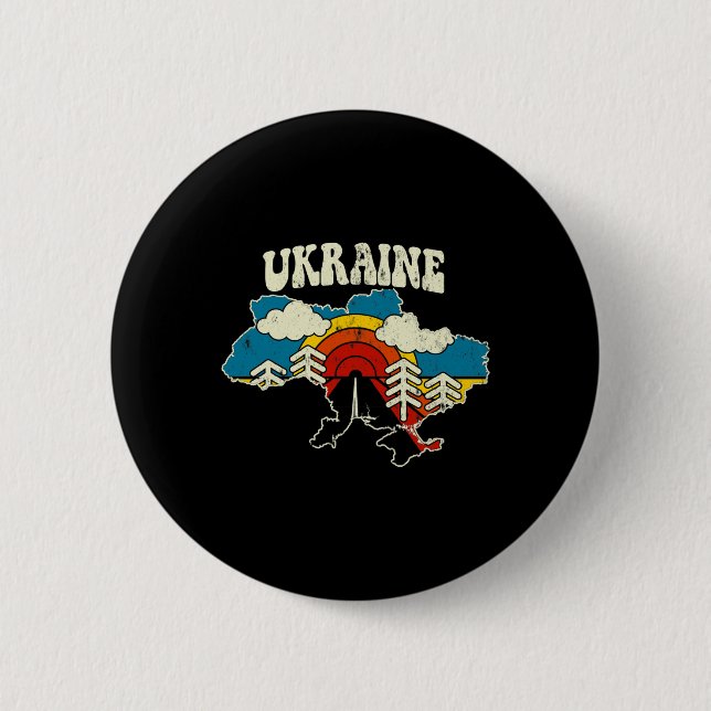 Ukraina Vintage Ukrainskt Land Regnbåge Retro 70 Knapp (Framsida)