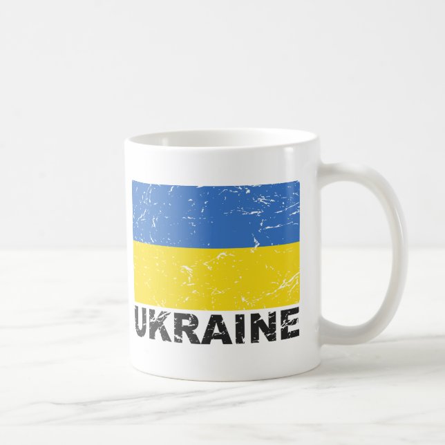 Ukraina vintageflagga kaffemugg (Höger)
