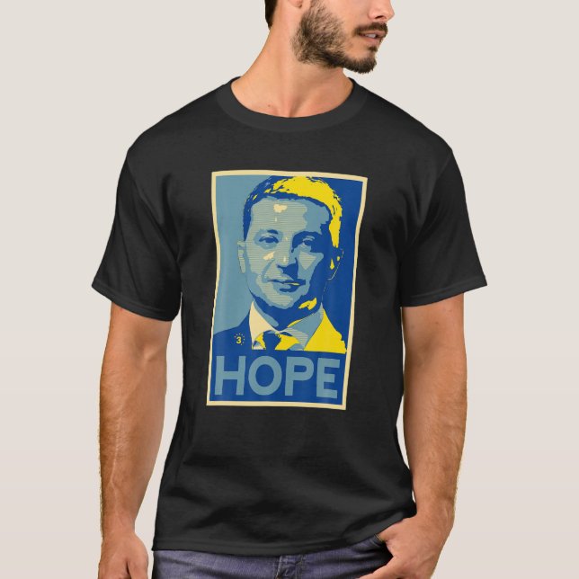 Ukraina Volodymyr Zelensky with Ukraina Flagga T Shirt (Framsida)