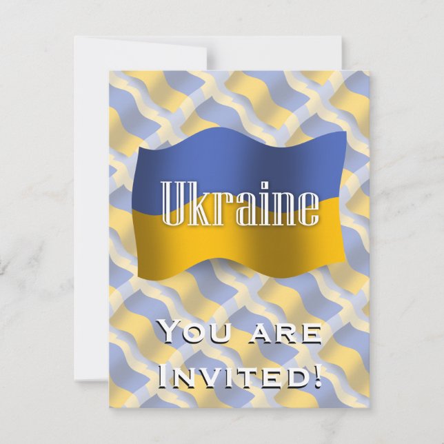 Ukraina Wave Flagga Inbjudningar (Framsida)