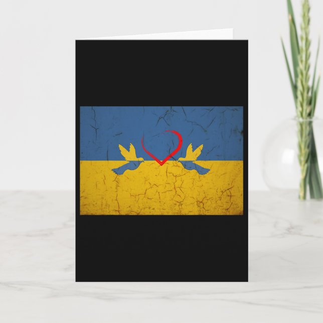 Ukrainaflagga Med Hjärta  Kort (Framsida)