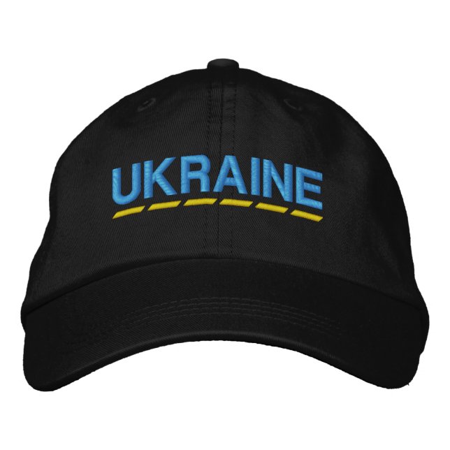 UKRAINAN Färg Blue och Gult på Black Broderad Keps (Framsida)