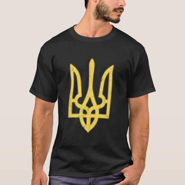 Ukrainansk Trident Symbol Ukraina Support Patrioti T Shirt (Framsida)