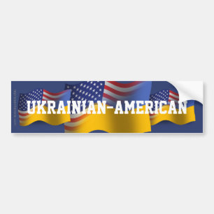 Ukrainare-Amerikan som vinkar flagga Bildekal