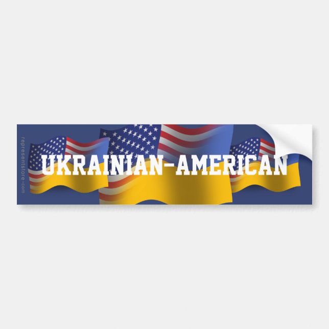 Ukrainare-Amerikan som vinkar flagga Bildekal (Framsidan)
