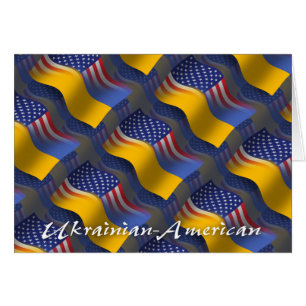 Ukrainare-Amerikan som vinkar flagga Hälsningskort