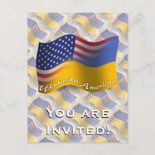 Ukrainare-Amerikan som vinkar flagga Inbjudningar
