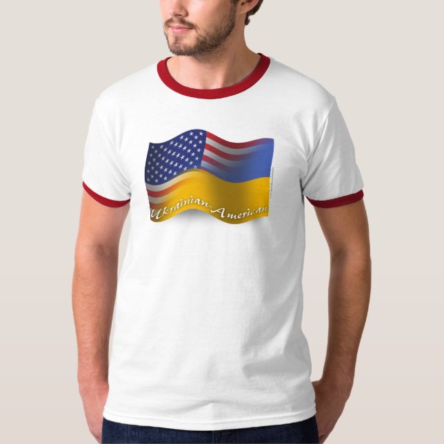 Ukrainare-Amerikan som vinkar flagga Tee (Framsida)