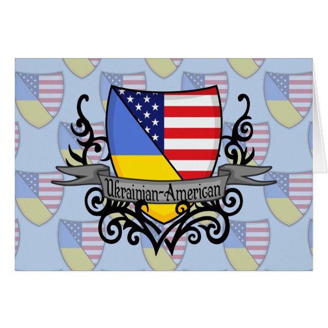 Ukrainare-Amerikanen skyddar flagga Hälsningskort (Framsidan Horizontal)