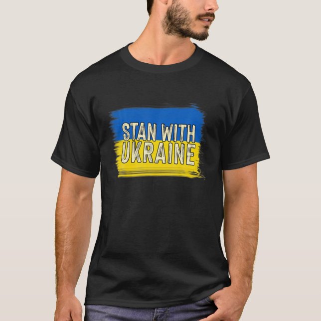 Ukrainas Älskare Support Ukraina-Flagga med Storbr T Shirt (Framsida)