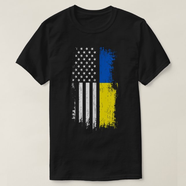 Ukrainas amerikanska Flagga T Shirt - Pridet Ukrai (Design framsida)
