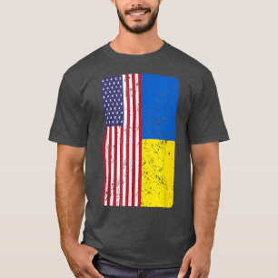 Ukrainas amerikanska Flagga Ukraina USA. T Shirt