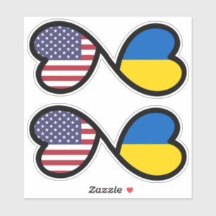 Ukrainas amerikanska Flaggor Entwed Hearts, Ukrain Klistermärken